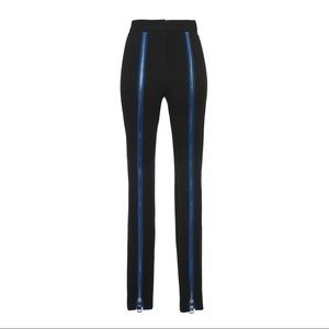 Emilio Pucci Blue Zipper Embellished Slim Trouser